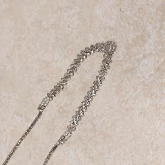 4 for $50 Fashion Jewelry Tennis Necklace Princess Silver Clear Stones 15" Long - Picture 6 of 6